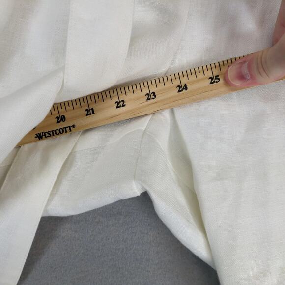 Talbots White Pure Irish Linen Crop Pants Women's 20W Modern Wide Leg 37x23 Belt - Picture 4 of 10